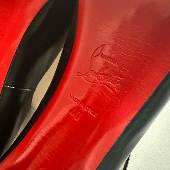 Christian Louboutin Zeppa Peep Toe Mary Jane Pumps Black Leather Size 40 5" Heel - Picture 9 of 12